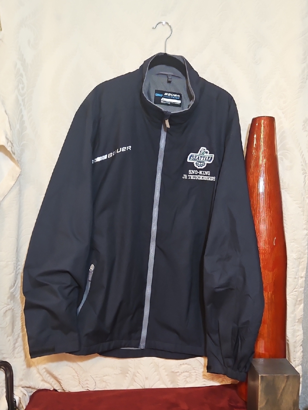 Bauer Men's Black Windbreaker Jacket with Gray Trim Sno-King Jr Thunderbirds